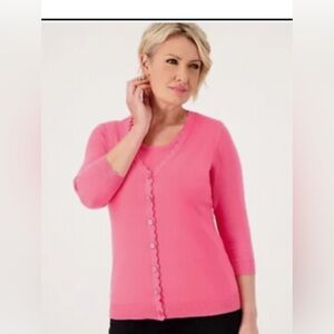 Isaac Mizrahi Vibrant Pink Cardigan Sweater Size 5x